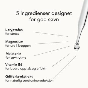 5 Ingredienser designet for god søvn: Melatonin, L-tryptofan, Magnesium og Vitamin B6